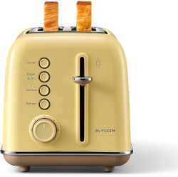BUYDEEM Dt620-My 2-Slice Extra Wide Slots Toaster Retro Stainless Steel With High Lift Lever - Mellow In Yellow