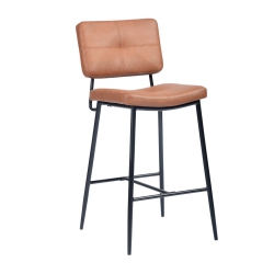 FURNITURER 24 Inch Counter Height Bar Stools Set Of 2, Indoor Outdoor Sturdy Metal Frame Stools \w Pu Cover Seat Barstools for Kitchen Island Home