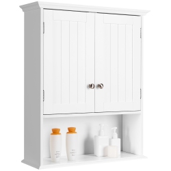 COSTWAY Wall Mount Bathroom Cabinet Storage Organizer Medicine Cabinet In White