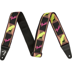 FENDER Neon Monogram Guitar Strap - Yellow/pink