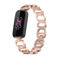 STRAPSCO Metal Alloy Link Jewelry Watch Bracelet Band for Fitbit Luxe - Rose In Gold