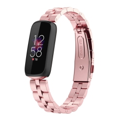 STRAPSCO Stainless Steel Metal Watch Band Strap for Fitbit Luxe - Gold In Pink
