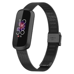 STRAPSCO Stainless Steel Mesh Watch Band Strap With Clasp for Fitbit Luxe - In Black