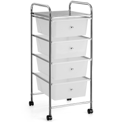 COSTWAY 4-Drawer Cart Storage Bin Organizer Rolling W/plastic Drawers