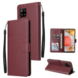 CSMART [Cs] Samsung Galaxy A12 / M12 / F12 Case, Magnetic Leather Folio Wallet Flip Case Cover With Card Slot, Wine