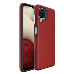 CSMART 【】 Slim Fitted Hybrid Hard PC Shell Shockproof Scratch Resistant Case Cover for Samsung Galaxy A12 / F12 / M12 In Red