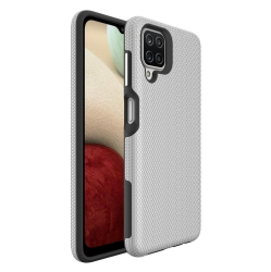 CSMART 【】 Slim Fitted Hybrid Hard PC Shell Shockproof Scratch Resistant Case Cover for Samsung Galaxy A12 / F12 / M12 In Silver