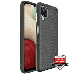 CSMART 【】 Slim Fitted Hybrid Hard PC Shell Shockproof Scratch Resistant Case Cover for Samsung Galaxy A12 / F12 / M12 In Black