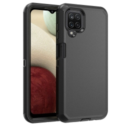 CSMART 【】 Anti-Drop Triple 3 Layers Shockproof Heavy Duty Defender Hard Case for Samsung Galaxy A12 / F12 / M12 In Black