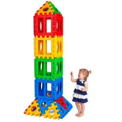 GYMAX 32 Pieces Big Waffle Block Set Kids Educational Stacking Building Toy