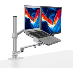 SHOPPINGALL 2-In-1 Convertible Monitor And Laptop Mount Or Dual Monitor Desk Mount, for 15-32 Inch Monitors And 12-17 Inch Laptops - Sa-Lm1 (Silver)