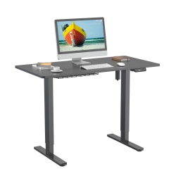 SHOPPINGALL Single Motor Height Adjustable Electric Sit to Standing Desk \w Splice 48 X 24 Inch Tabletop Board, 3 Memory Preset Button Controller