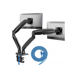 HUANUO Premium Dual Arm Adjustable Gas Spring Computer Monitor Desk Mount - Fits Two, 22 to 35 Inch Screens
