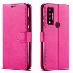 CSMART [Cs] Tcl 20S / 20L / 20L Plus Case, Magnetic Leather Folio Wallet Flip Case Cover With Card Slot, Hot In Pink
