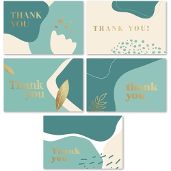 RILEYS & CO. Rileys Thank You Cards With Matching Envelopes | 50-Count Foil (Sage Green) In Gold