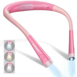 GLOCUSENT Led Neck Reading Light, Book Light, Rechargeable, Long Lasting（Glcsntbl003）-Pink