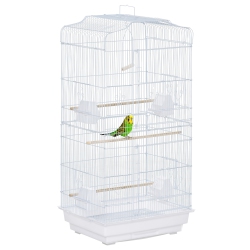 PAWHUT 36" Bird Cage for Finches, Canaries Budgies, Parrot Cage With Accessories, Handle In White