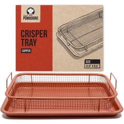 CHEF POMODORO Copper Crisper Tray, 2-Piece Set, Baking Pan (Rectangle - Large)
