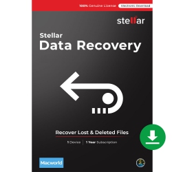 STELLARDATARECOVERY Stellar Data Recovery Software for Mac Standard Recovers Deleted Data, 1 PC 1 Year - Digital Download