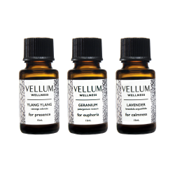 VELLUM WELLNESS Floral Essential Oil Trio for Aroma Diffuser, Natural Skincare, Emotional Wellbeing And Calmness