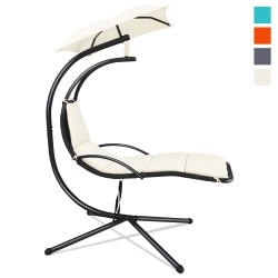 COSTWAY Patio Hanging Hammock Chaise Lounge Chair With Canopy Cushion