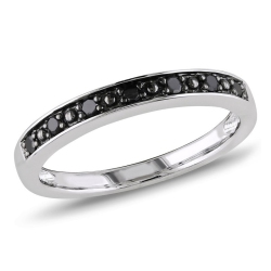 GEM AND HARMONY 1/10 Carat (Ctw) Diamond Wedding Band Ring In Sterling Silver With Rhodium In Black