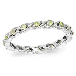 GEM AND HARMONY Natural Peridot 1/4 Carat (Ctw) Eternity Twist Band Ring In Sterling Silver In Green