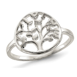 GEM AND HARMONY Sterling Polished Tree Of Life Ring In Silver