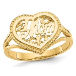 GEM AND HARMONY 14K Gold Polished #1 Mom Heart Ring In Yellow