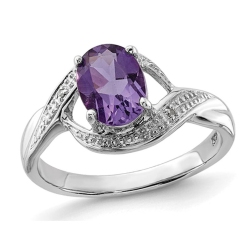 GEM AND HARMONY 1.10 Carat (Ctw) Oval-Cut5 Amethyst Ring In Sterling In Silver