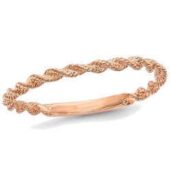 GEM AND HARMONY Ladies 14K Rose Gold Polished Twisted Rope Ring Band (1.6Mm) In Pink