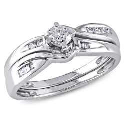 GEM AND HARMONY 1/3 Carat (Ctw Color H-I Clarity I2-I3) Diamond Engagement Ring & Wedding Band Wedding Set In 10K Gold In White