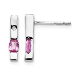 GEM AND HARMONY 2/3 Carat (Ctw) Tourmaline Stick Earrings In Sterling Silver In Pink