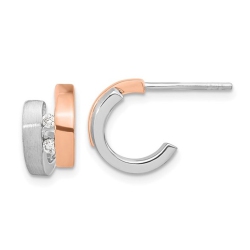 GEM AND HARMONY 1/12 Carat (Ctw) Diamond Post Earrings In Rose Plated Sterling In Silver