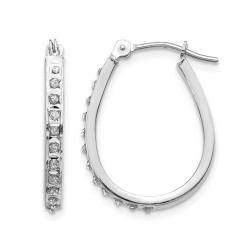 GEM AND HARMONY Diamond Accent Oval Hoop Earrings In 14K Gold (3/4 Inch) In White