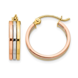 GEM AND HARMONY Small Hoop Earrings In 14K Yellow And Pink Gold 1/2 Inch (4.00 Mm) In White