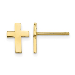 GEM AND HARMONY 10K Polished Gold Cross Earrings In Yellow