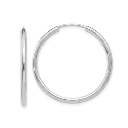 GEM AND HARMONY Small Hoop Earrings In 14K Gold 1 Inch (2.00 Mm) In White