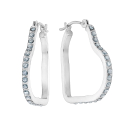 GEM AND HARMONY Accent Diamond Heart Hoop Earrings In 14K Gold (3/4 Inch) In White