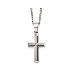 GEM AND HARMONY Mens Titanium Cross Pendant Necklace With Diamond Accent And Chain In Multicolor