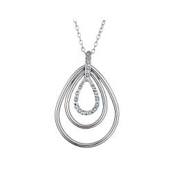 GEM AND HARMONY Sterling Triple Teardrop Necklace With Diamond Accent And Chain In Silver