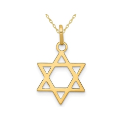 GEM AND HARMONY 14K Gold Star Of David Pendant Necklace With Chain In Yellow
