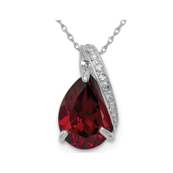 GEM AND HARMONY Sterling Garnet 2.10 Carat (Ctw) Drop Pendant Necklace With Chain In Silver