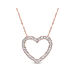 GEM AND HARMONY 1/4 Carat (Ctw I1-I2) Diamond Heart Pendant Necklace In 14K Rose Gold With Chain In Pink