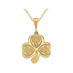 GEM AND HARMONY Clover Leaf Trinity Pendant Necklace In 14K Gold With Chain In Yellow