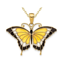 GEM AND HARMONY Butterfly Pendant Necklace In 14K Gold With Chain In Yellow