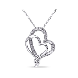 GEM AND HARMONY 1/4 Carat (Ctw I2-I3) Diamond Heart Pendant In Sterling With Chain In Silver