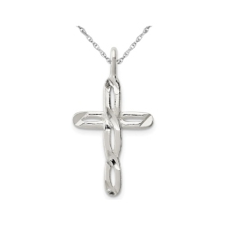 GEM AND HARMONY Sterling Cross Pendant Necklace With Chain In Silver