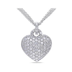 GEM AND HARMONY 3.50 Carat (Ctw) Lab-Created Sapphire Heart Pendant Necklace In Sterling Silver In White