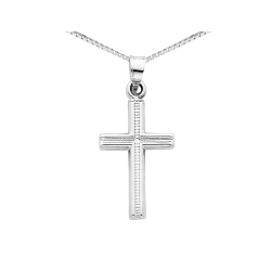 GEM AND HARMONY 14K Gold Cross Pendant Necklace With Chain In White